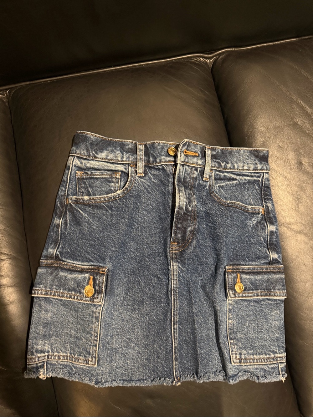 Men's Blue Denim Cargo Pocket Jeans Skirt